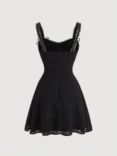 Solid Lace Up Cami Dress